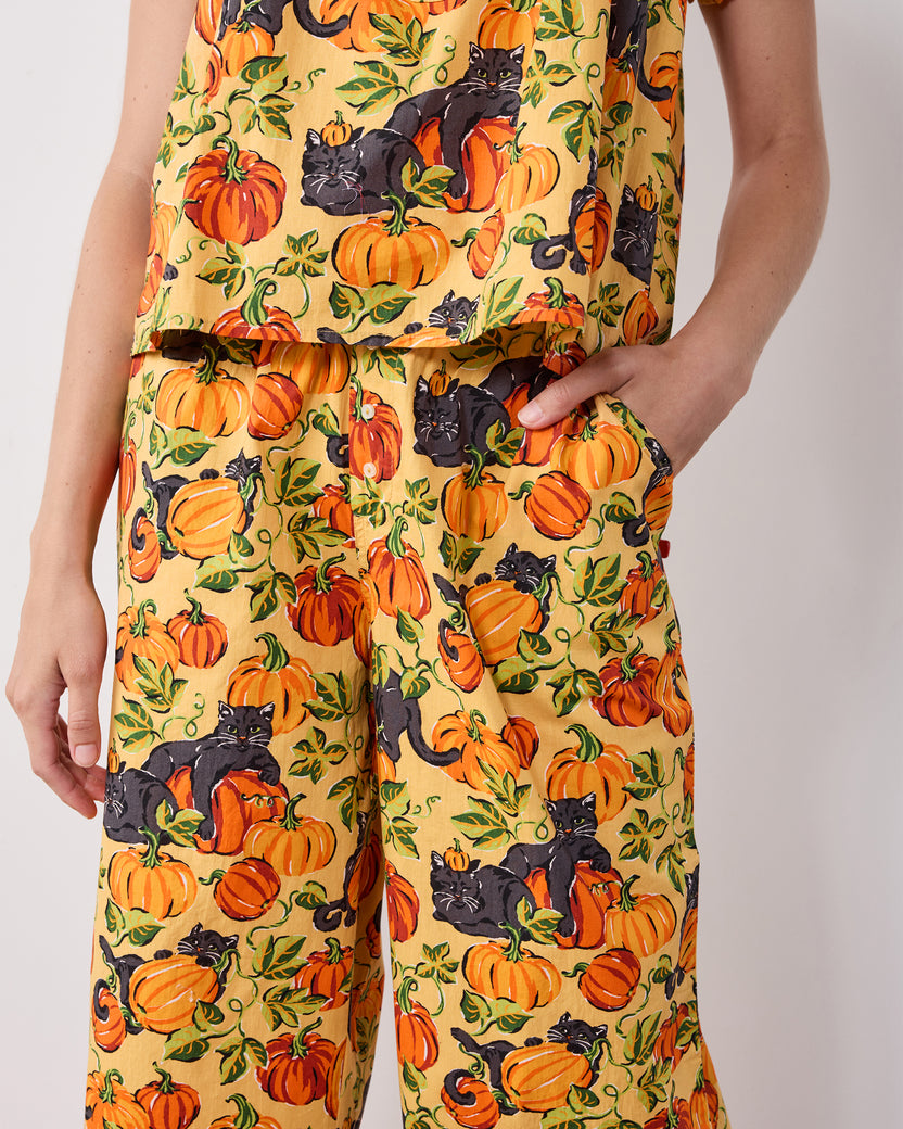 Pumpkin Prowl - Pintuck Cropped Set - Salted Caramel