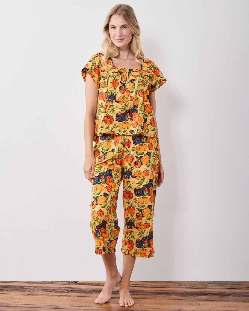 Pumpkin Prowl - Pintuck Cropped Set - Salted Caramel