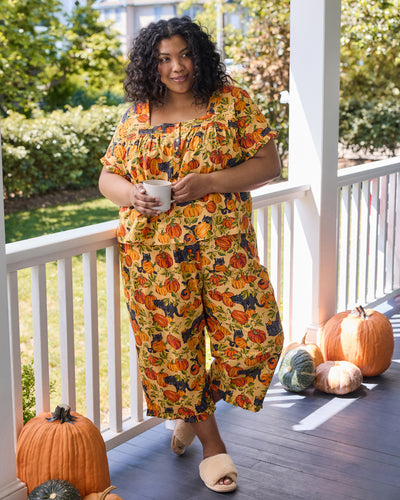 Pumpkin Prowl - Pintuck Cropped Set - Salted Caramel
