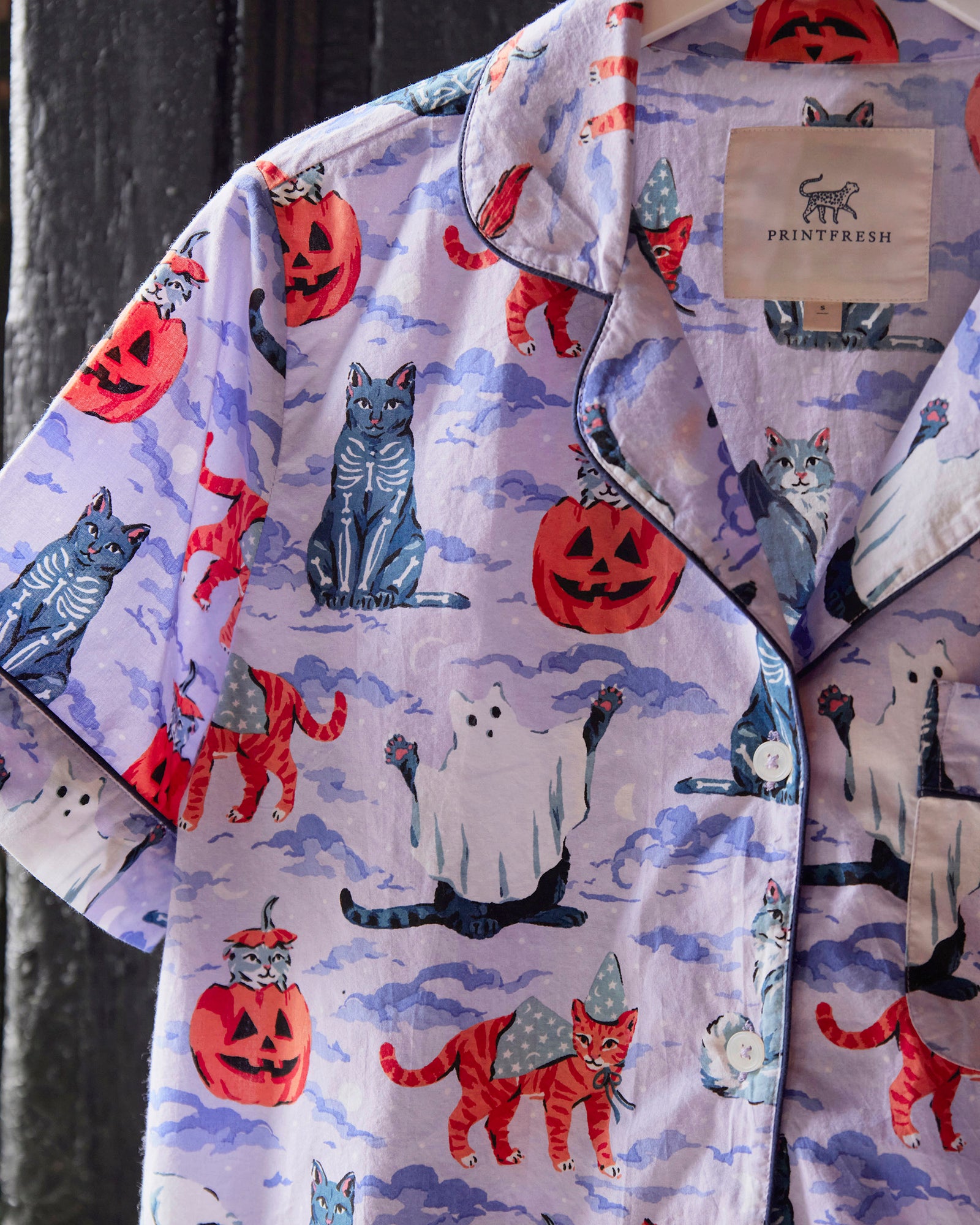 Halloween House Cats - Short PJ Set - Lavender - Printfresh