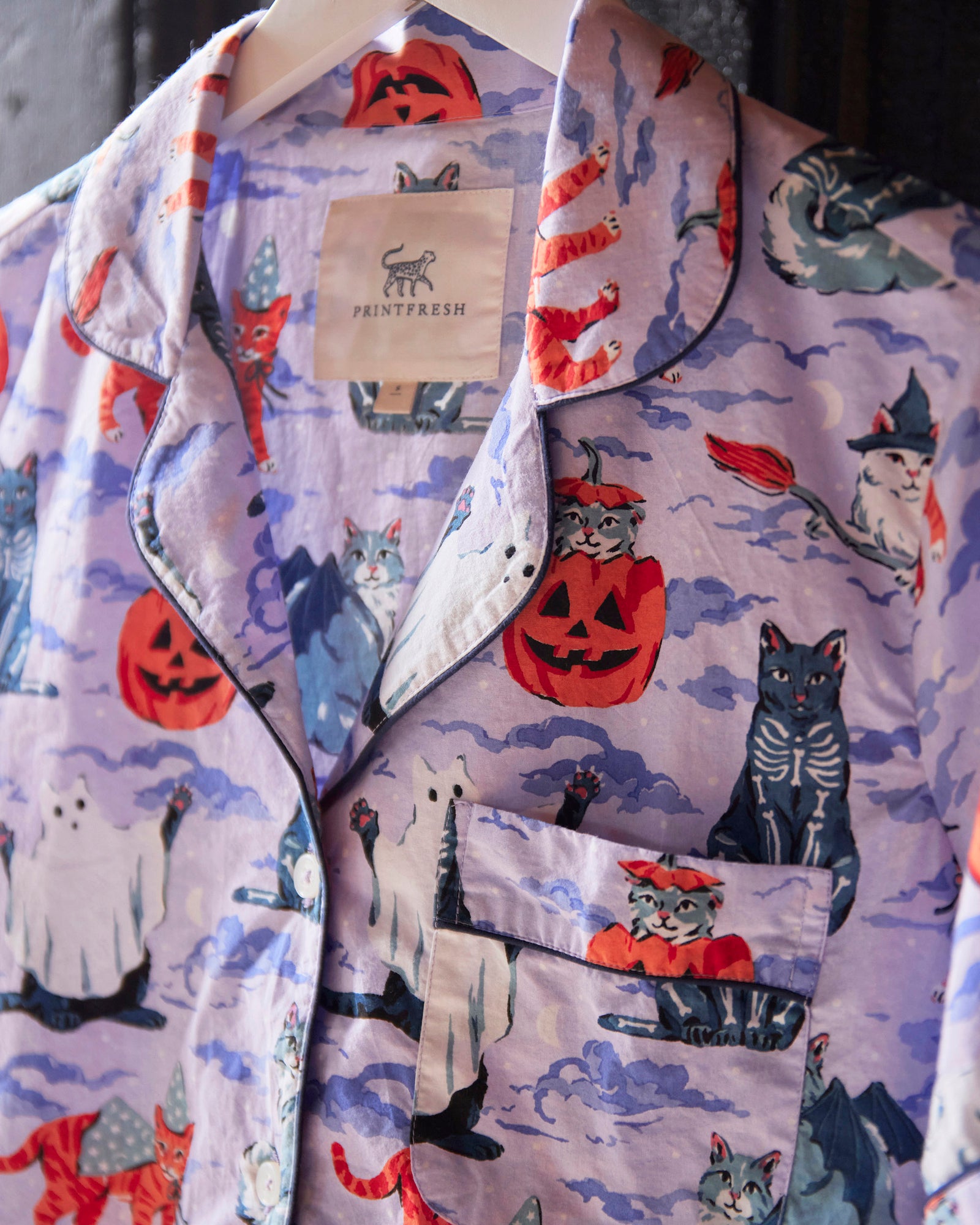 Halloween House Cats - Short PJ Set - Lavender - Printfresh