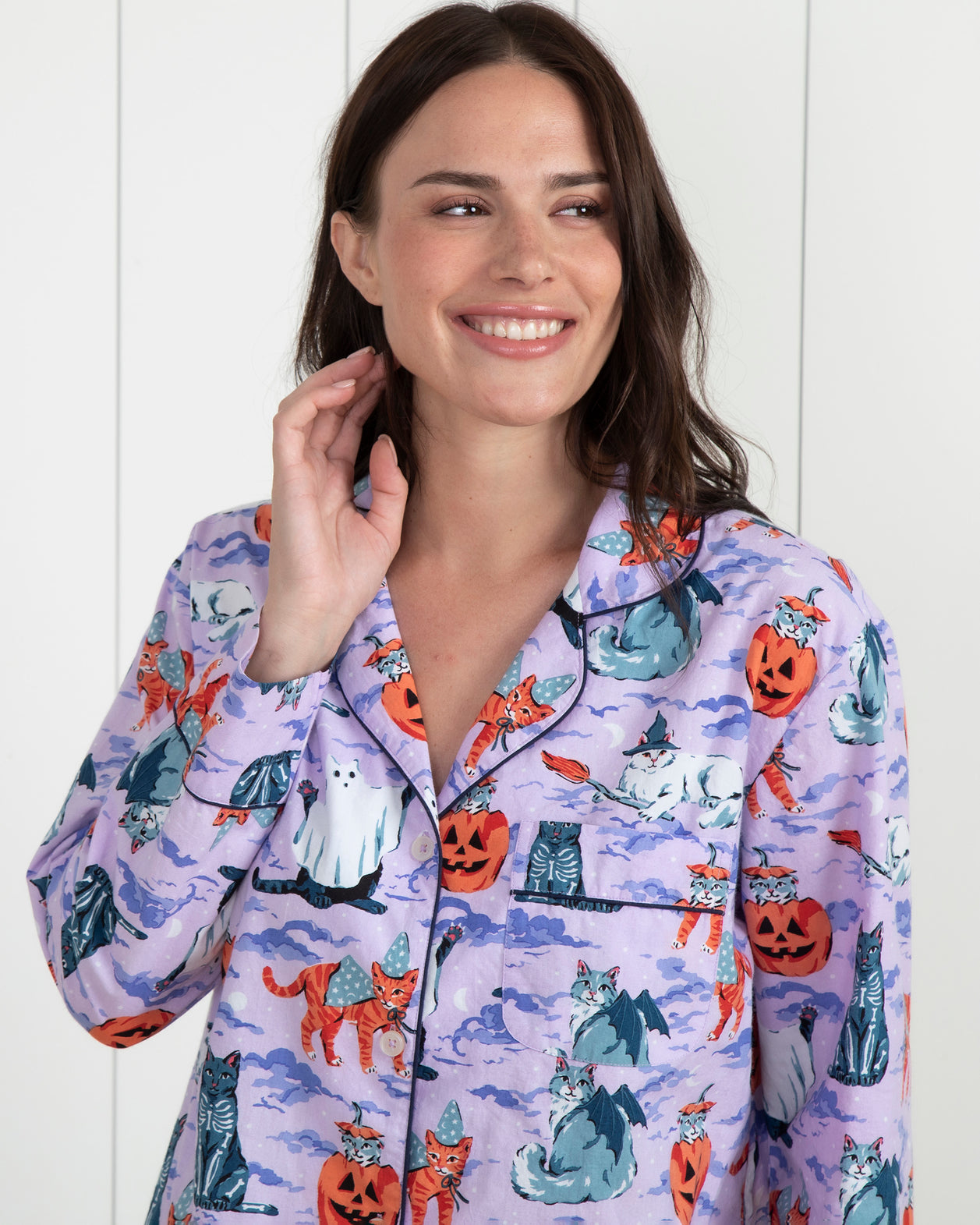 Halloween House Cats - Tall Long PJ Set - Lavender - Printfresh