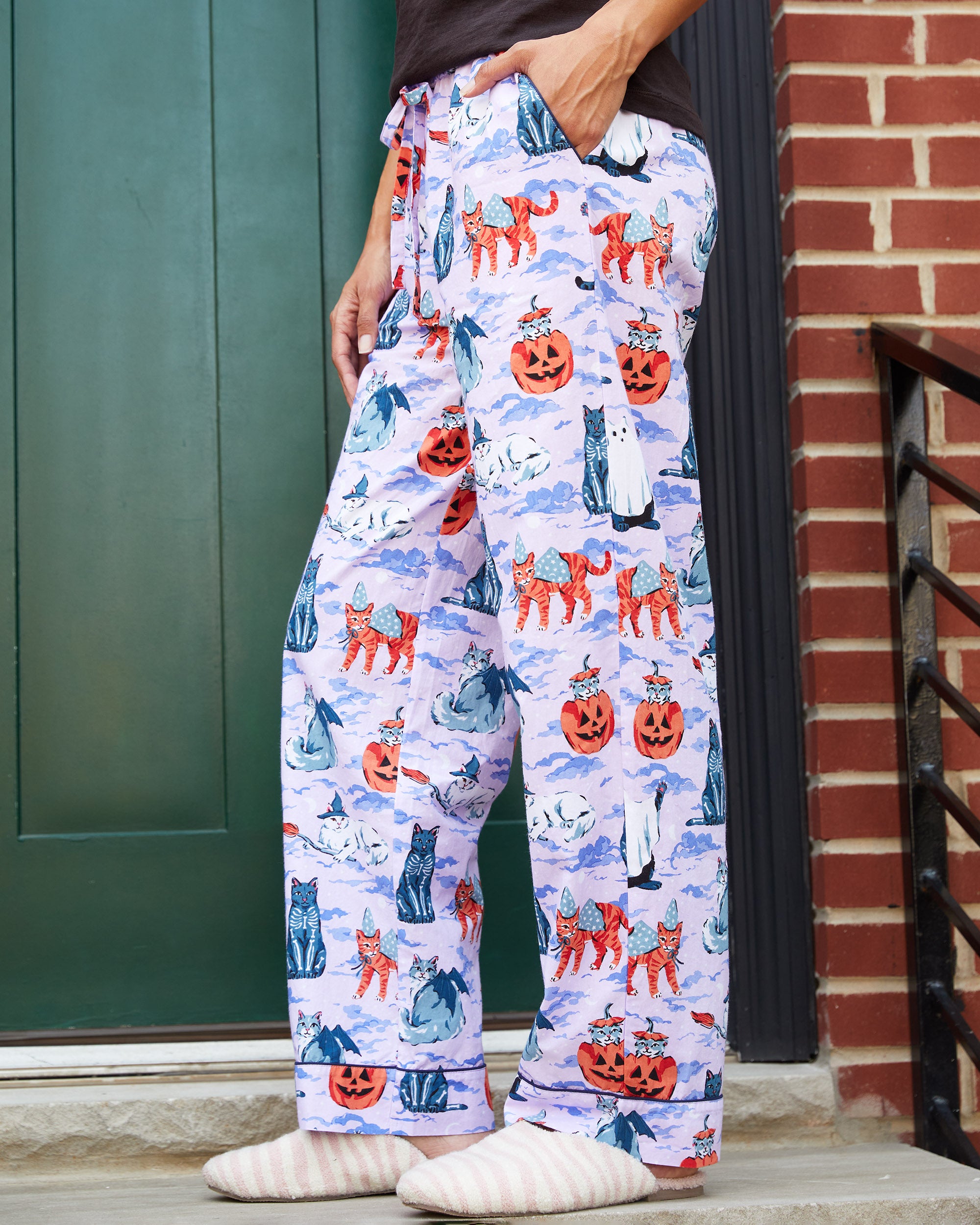 Halloween House Cats - Tall PJ Pants - Lavender - Printfresh