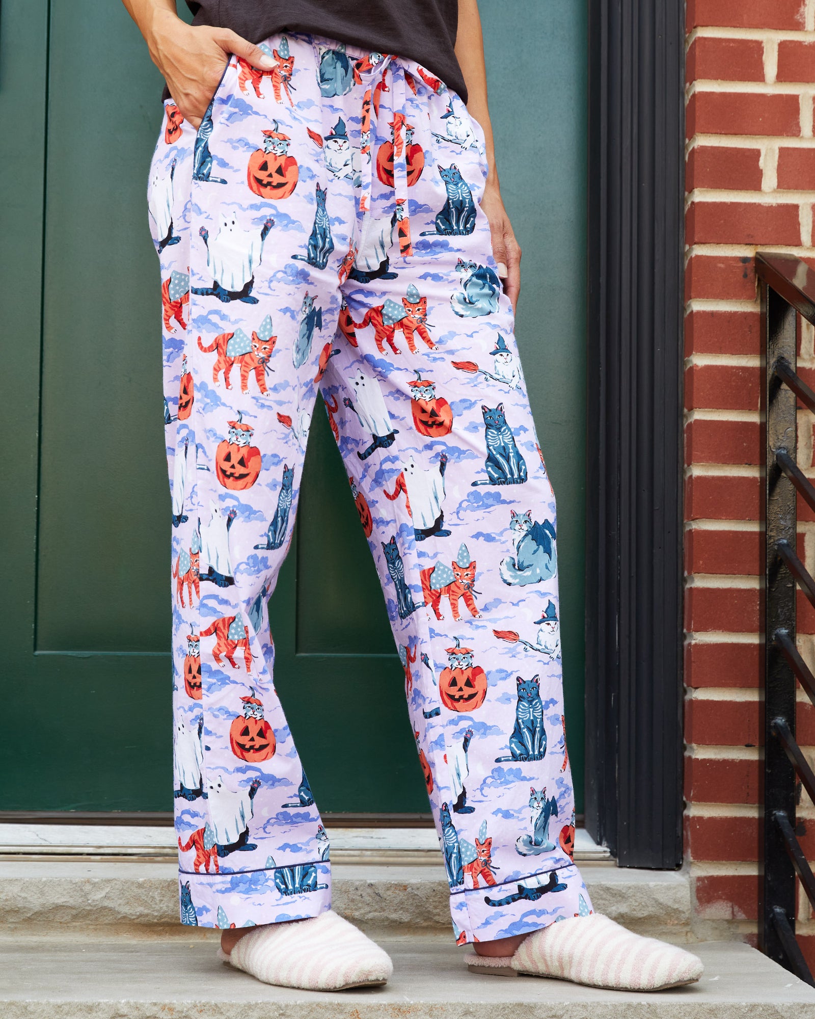 Halloween House Cats - PJ Pants - Lavender - Printfresh