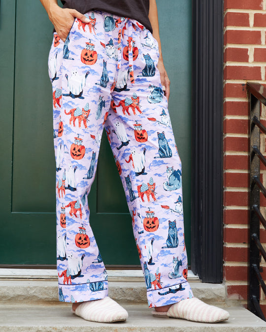 Halloween House Cats - Pajama Pants - Lavender - Printfresh