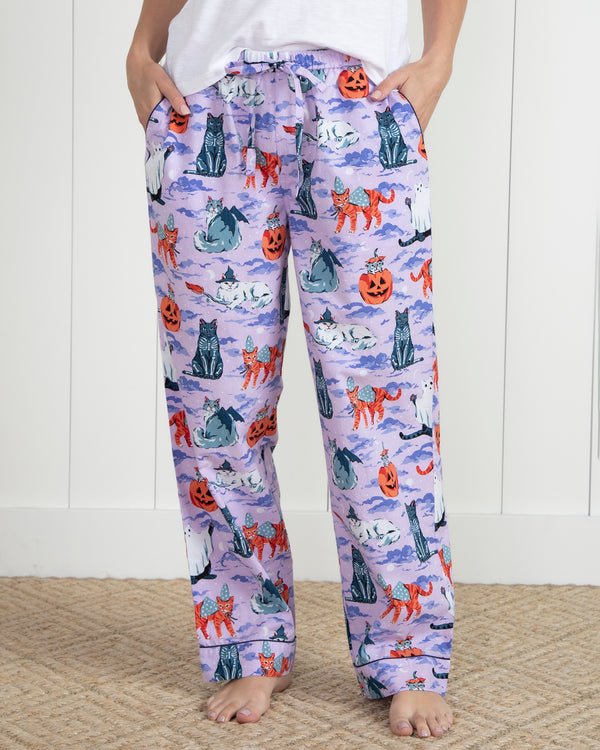 Halloween House Cats - Petite PJ Pants - Lavender - Printfresh