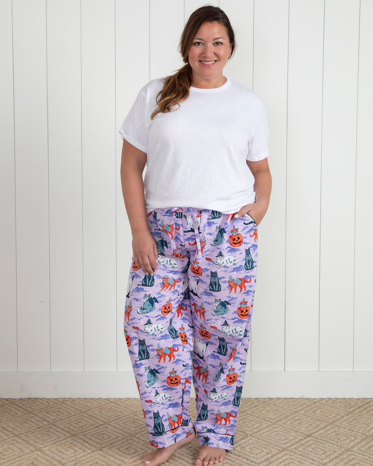 Halloween House Cats - PJ Pants - Lavender - Printfresh