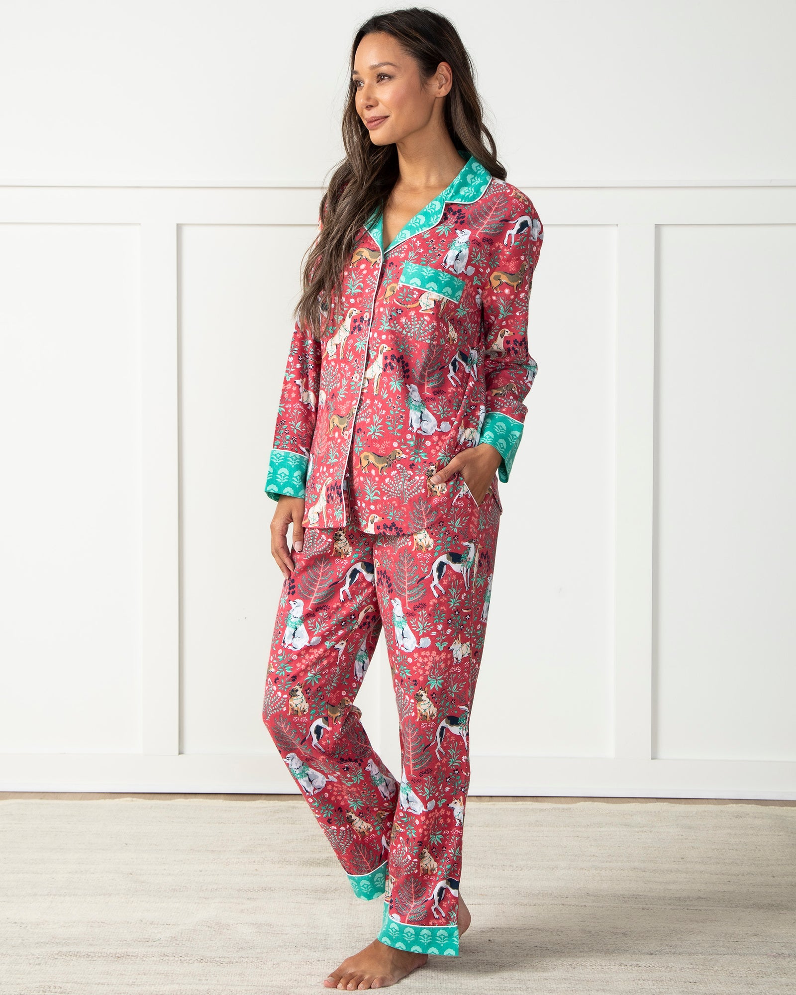 Happy Howlidays - Flannel Long Sleep Set - Ruby - Printfresh