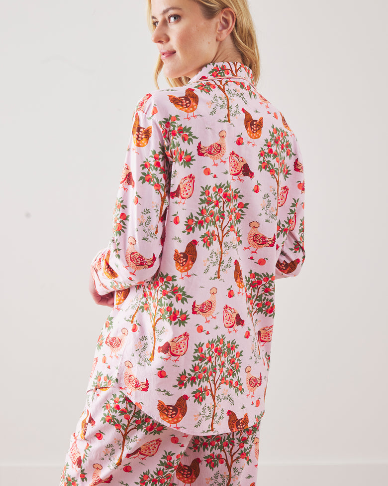 Hen House - Women's Organic Cotton Long PJ Set - Ballet Pink Printfresh Hen House - Women's Organic Cotton Long PJ Set - Ballet Pink Printfresh