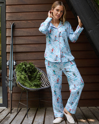 Hit the Slopes - Tall Flannel Long Sleep Set - Frosted Lake - Printfresh