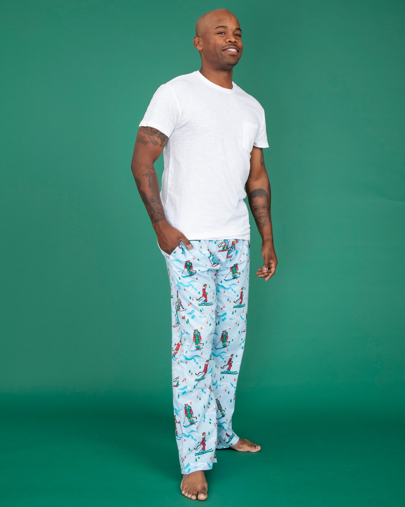 Hit the Slopes - Men's Flannel Pajama Pants - Frosted Lake - Printfresh