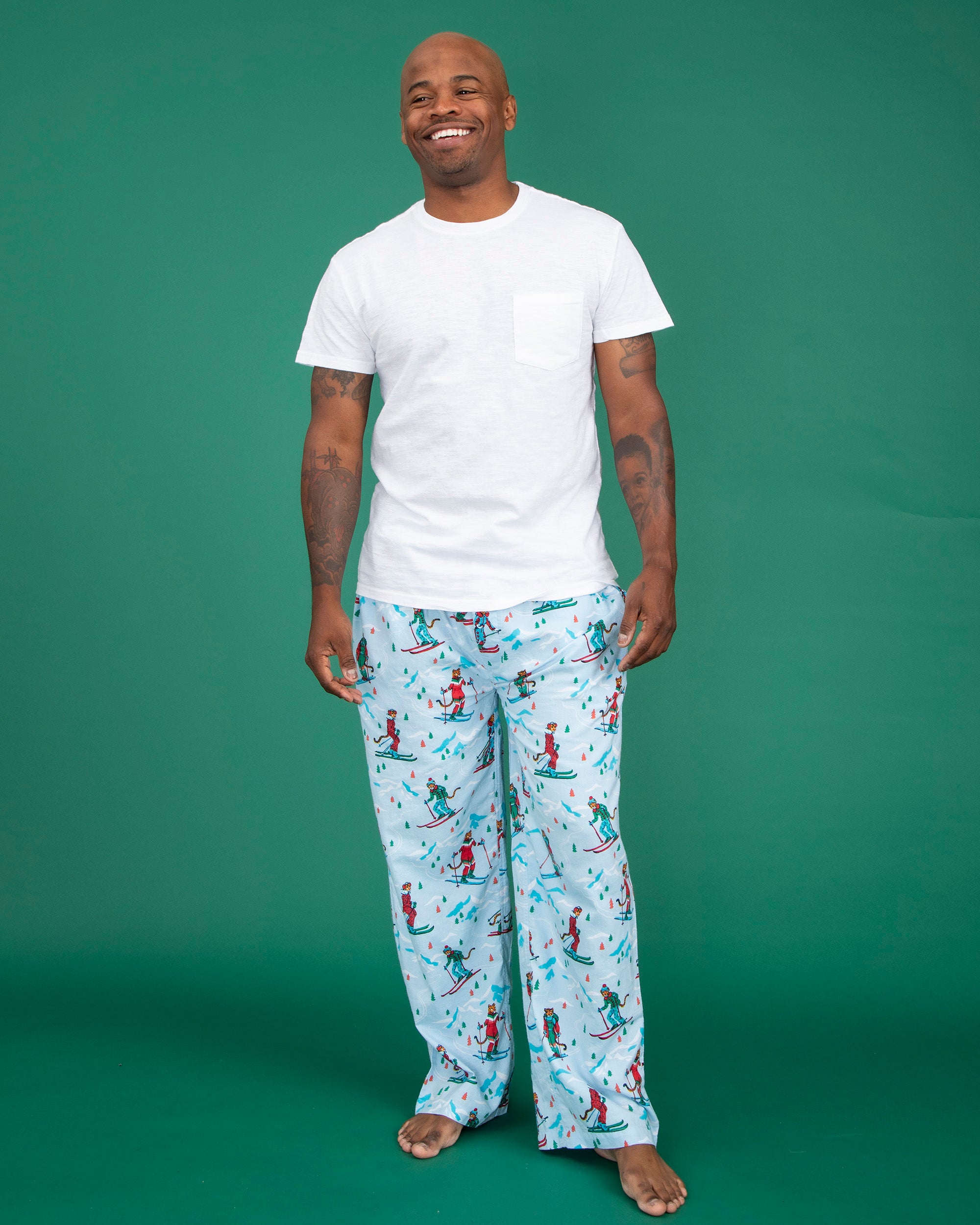 Flannel Ski Pajama Pants Navy Plaid
