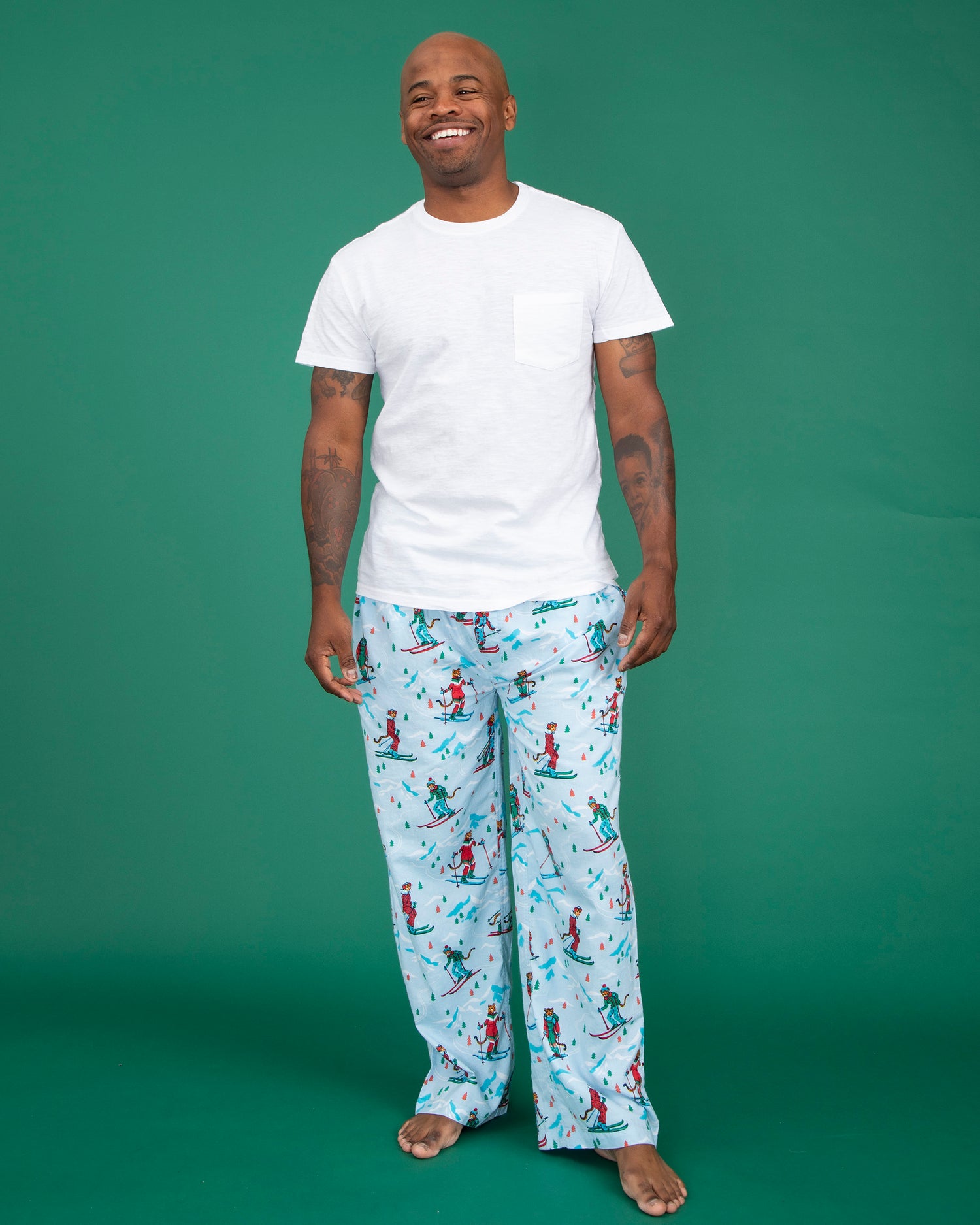 Hit the Slopes - Men's Flannel Pajama Pants - Frosted Lake - Printfresh
