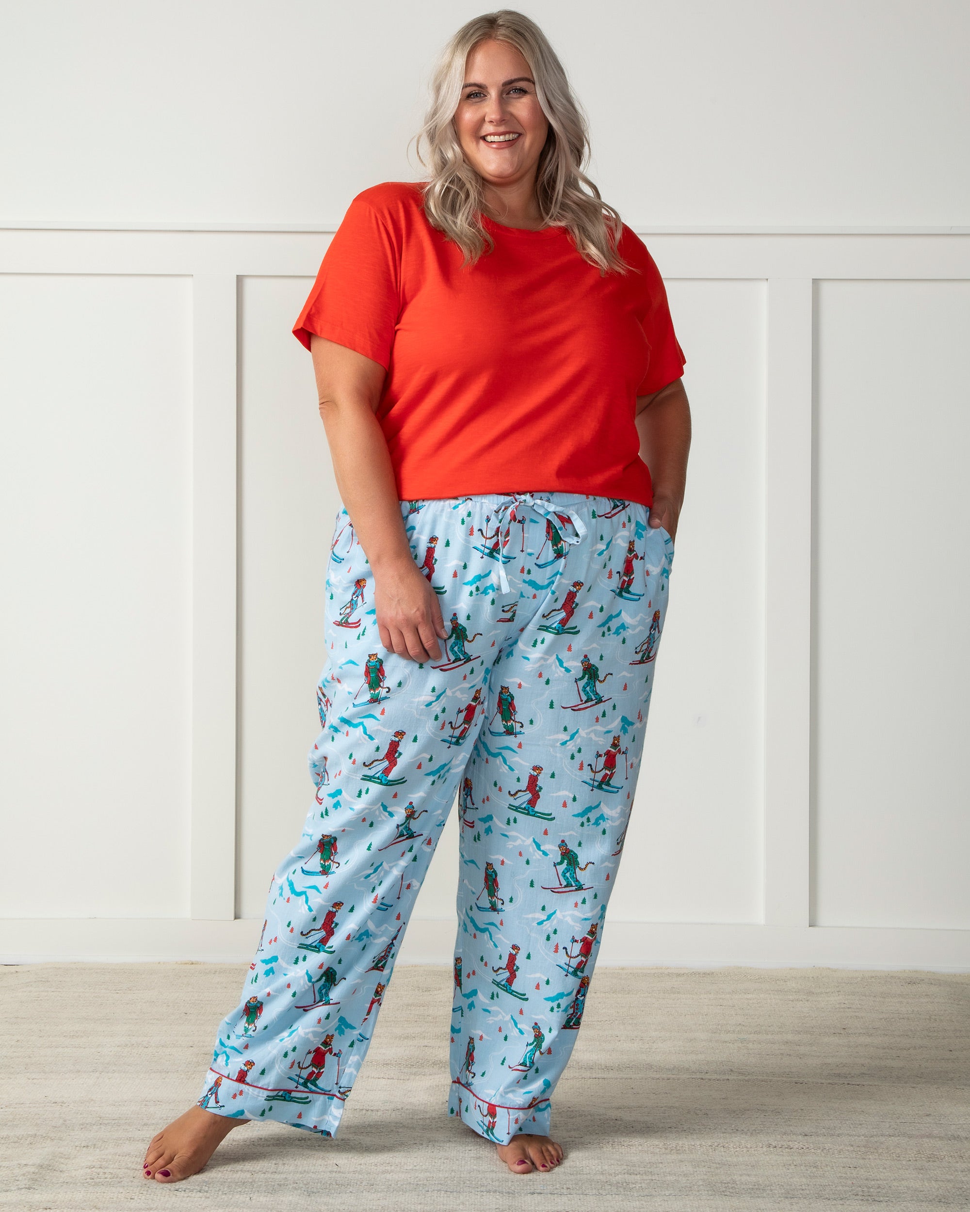 Hit the Slopes - Women's Tall Flannel Pajama Pants - Frosted Lake
