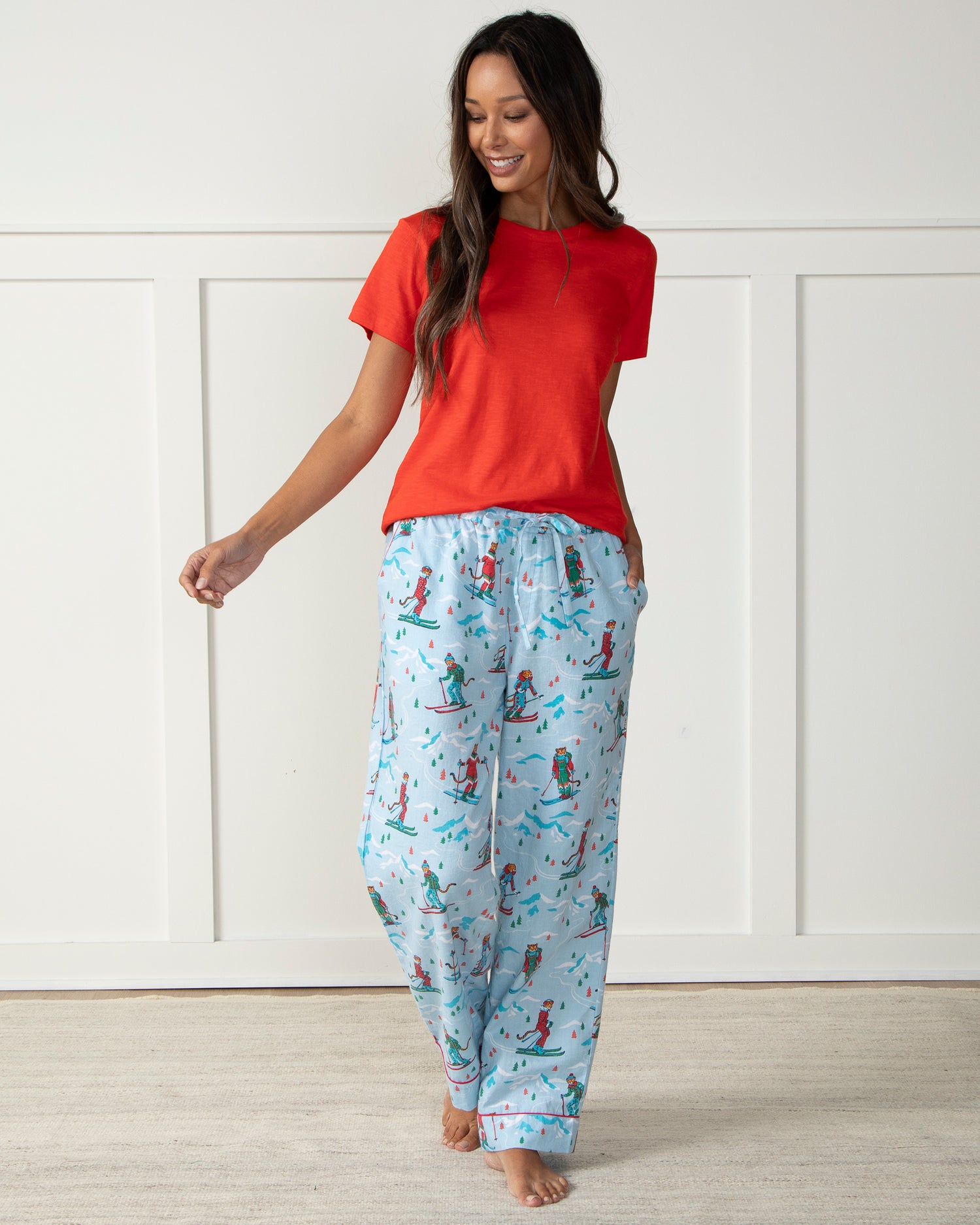 Hit the Slopes - Petite Flannel Pajama Pants - Frosted Lake - Printfresh