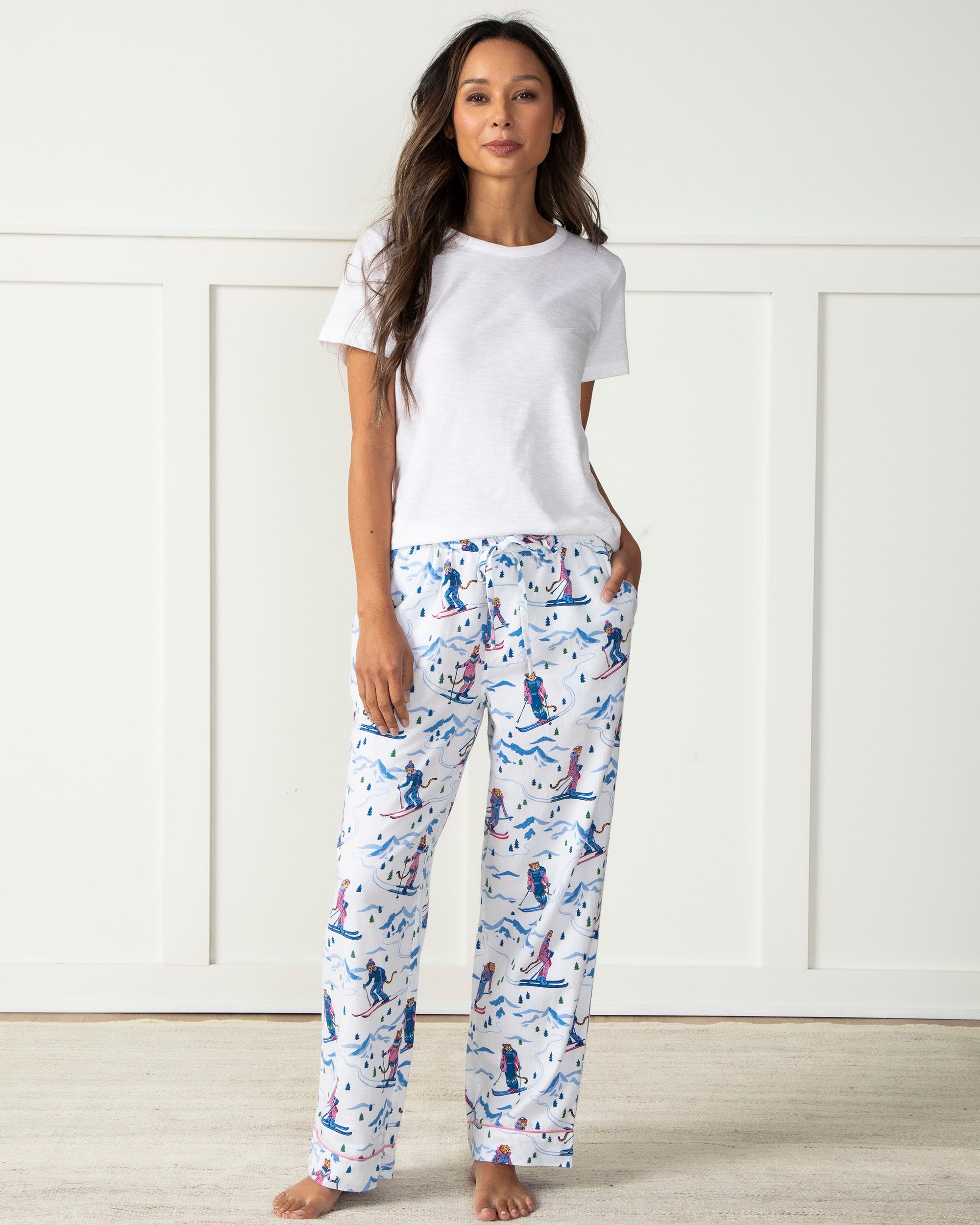 Hit the Slopes - Tall Flannel Pajama Pants - Icicle - Printfresh
