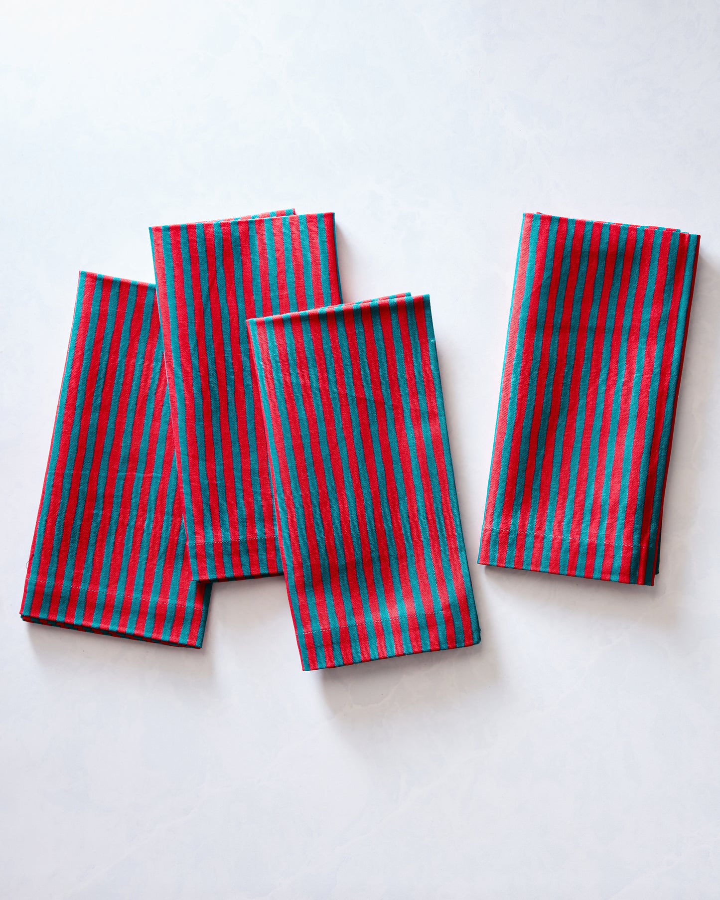 Chunky Painted Stripe - Set Of 4 Dinner Napkins - Ruby Jade - Printfresh
