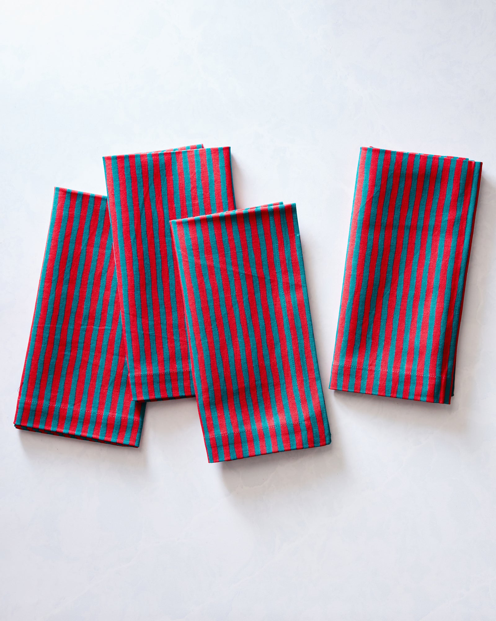 Chunky Painted Stripe - Set Of 4 Dinner Napkins - Ruby Jade - Printfresh