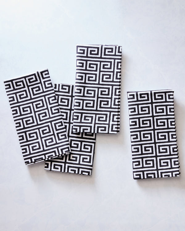 Greek Key - Dinner Napkins Set Of 4 - Ink - Printfresh