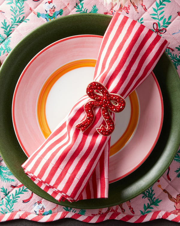 Holiday Bow - Napkin Rings Set Of 2 - Red - Printfresh