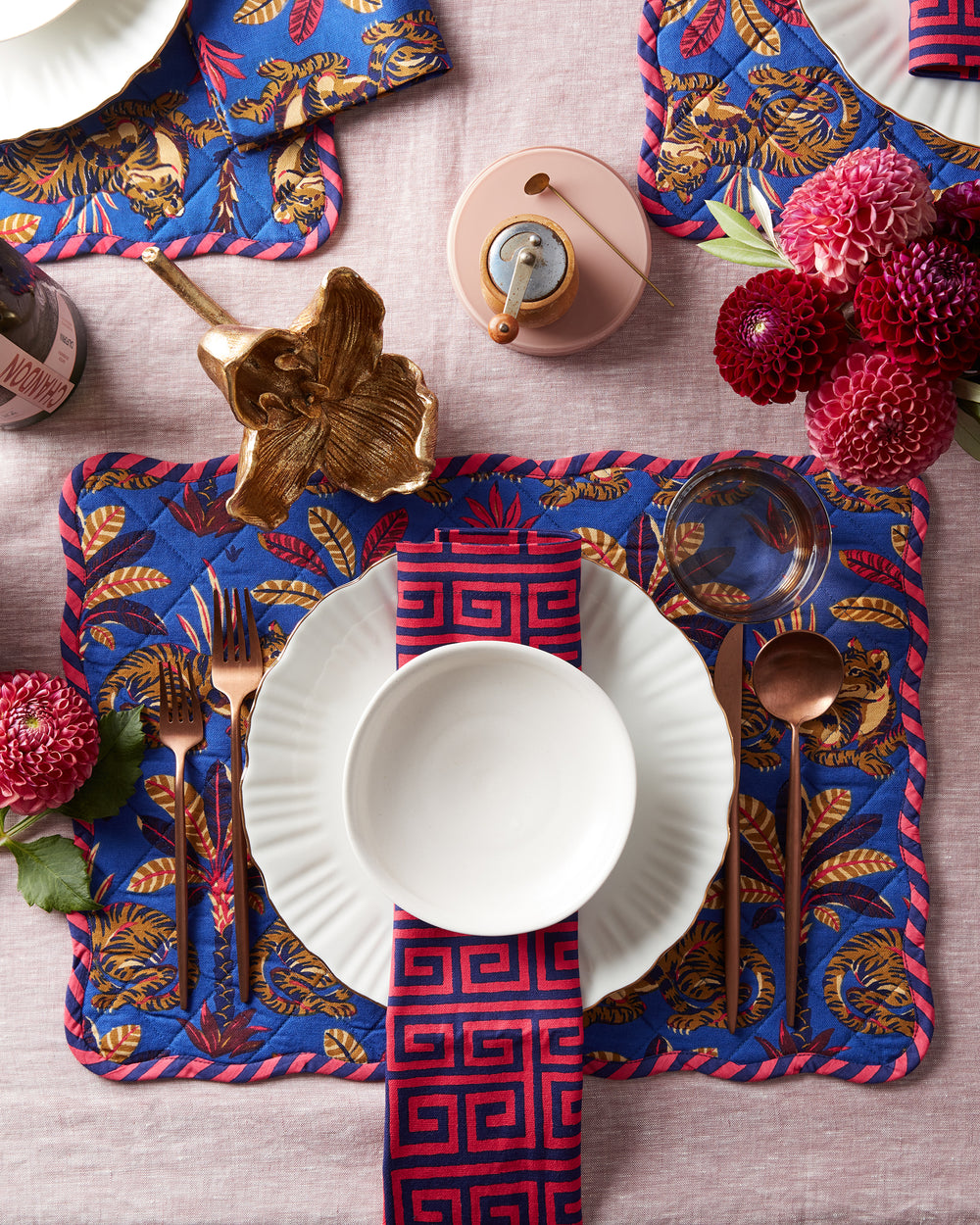 Untamed Tiger - Quilted Scalloped Placemat Set - Grape Soda - Printfresh