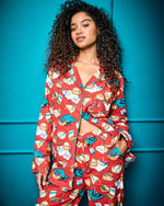Blinis & Martinis - Midweight Flannel Long PJ Set - Matchbook Red - Printfresh