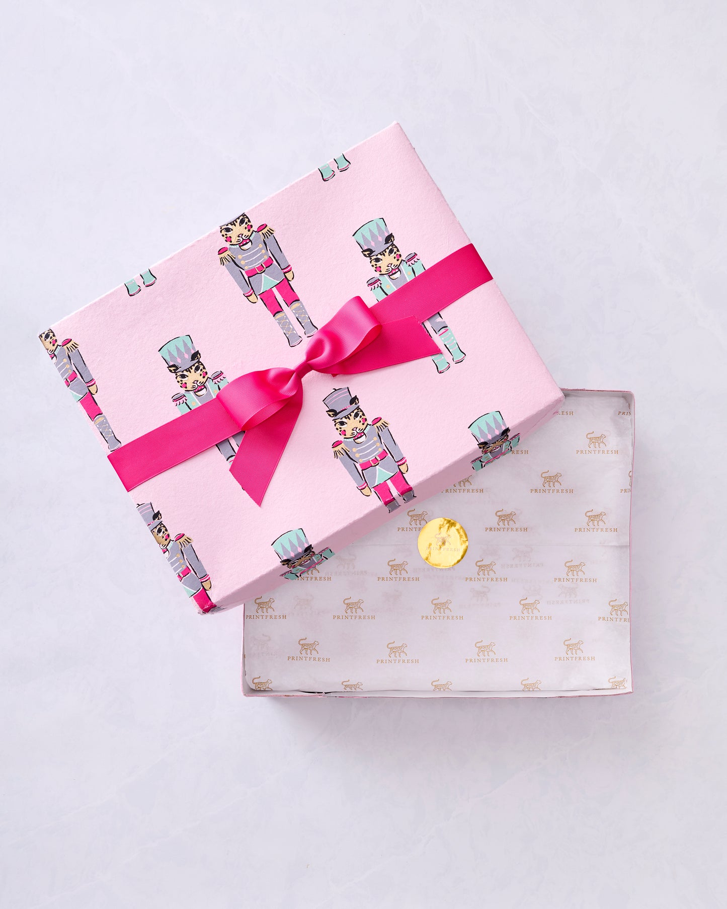 Leopard Nutcrackers - Gift Wrapping - Pink Candy Cane