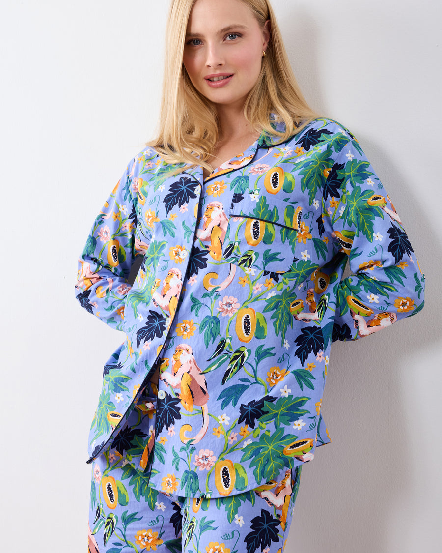 Papaya Paradise -  Long PJ Set - Periwinkle - Printfresh