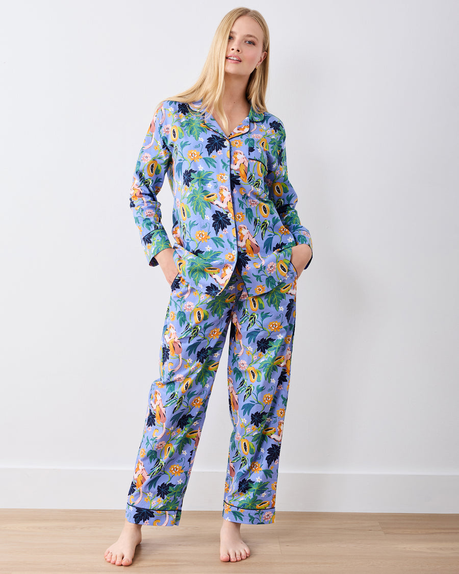 Papaya Paradise -  Long PJ Set - Periwinkle - Printfresh