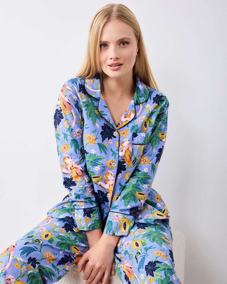 Papaya Paradise -  Long PJ Set - Periwinkle - Printfresh