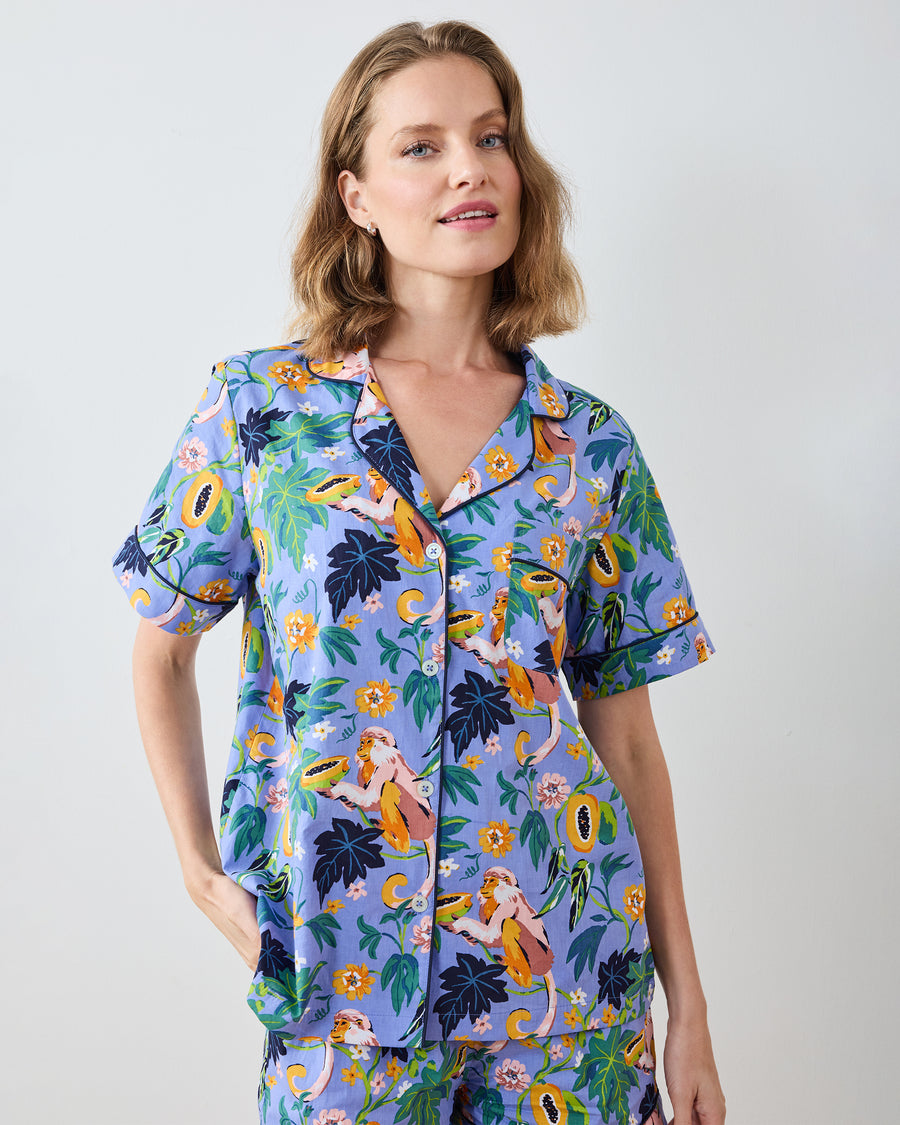 Papaya Paradise -  Short PJ Set - Periwinkle - Printfresh