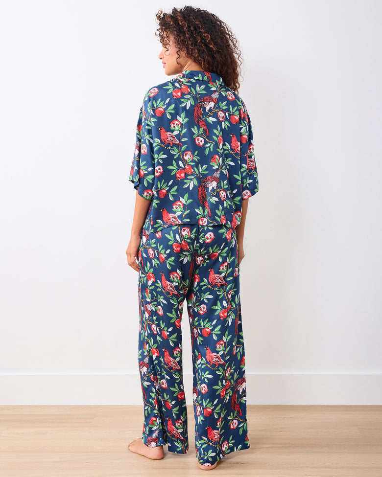 Pomegranate Tree - Eco Satin Wildest Dream Set - Navy - Printfresh