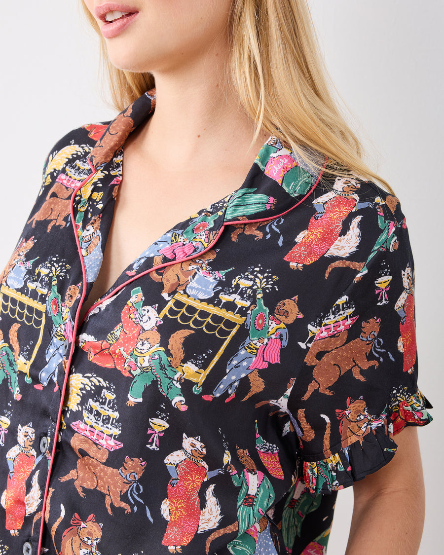 Swanky Cats - Eco Satin Ruffle Set - Tuxedo - Printfresh