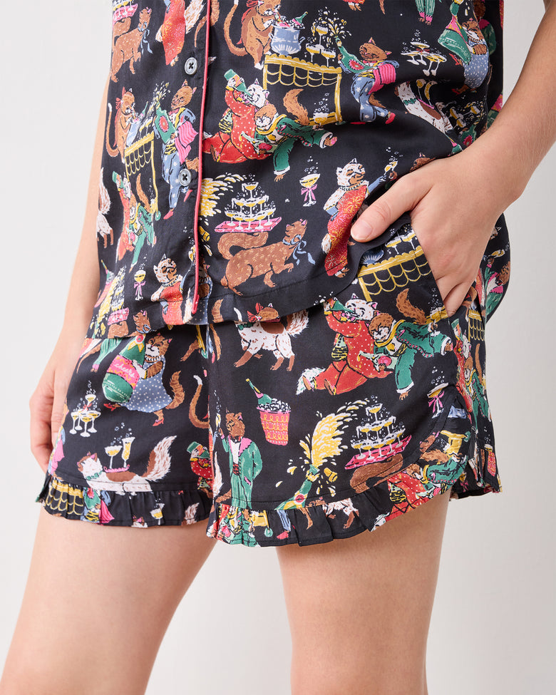 Swanky Cats - Eco Satin Ruffle Set - Tuxedo - Printfresh