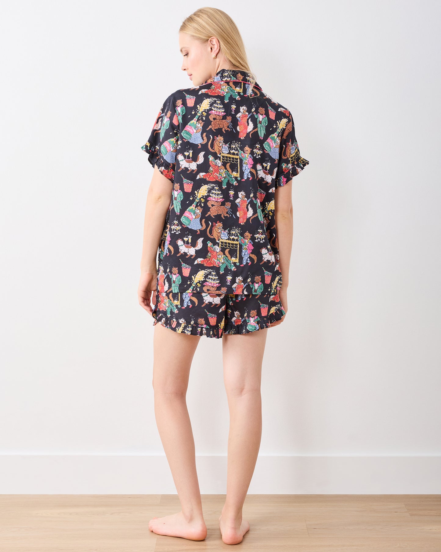 Swanky Cats - Eco Satin Ruffle Set - Tuxedo - Printfresh