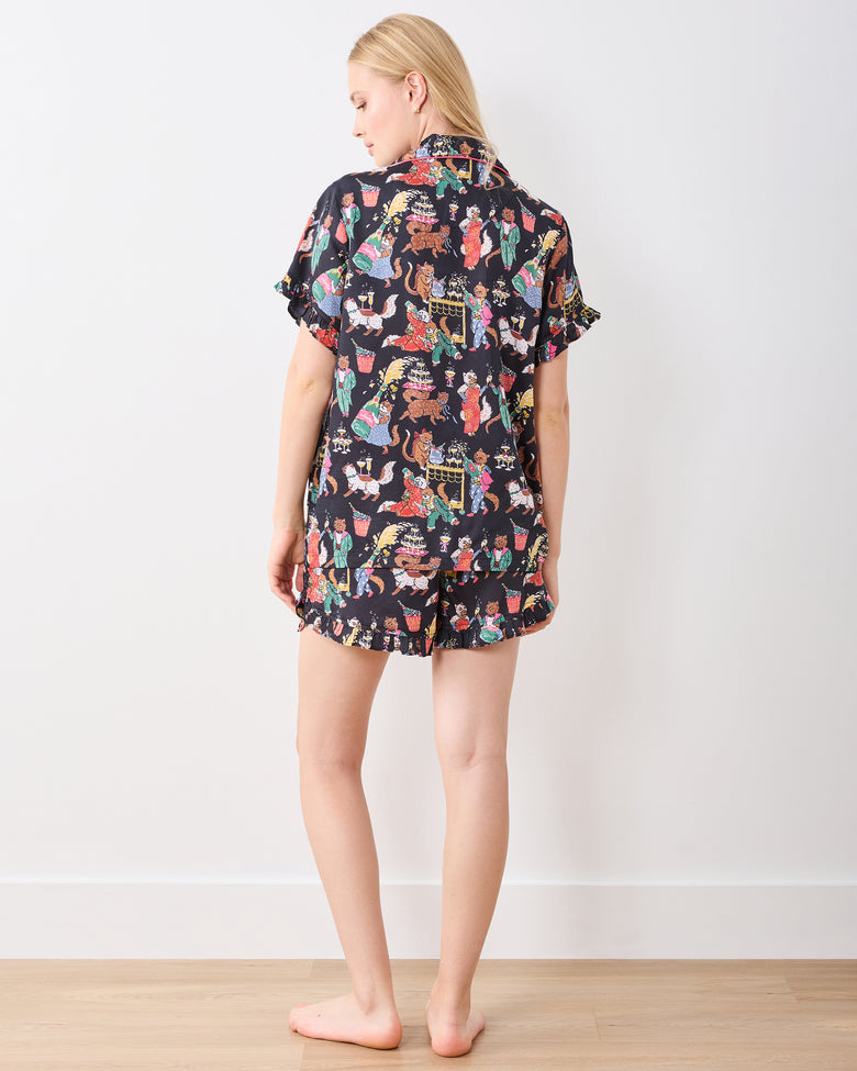 Swanky Cats - Eco Satin Ruffle Set - Tuxedo - Printfresh