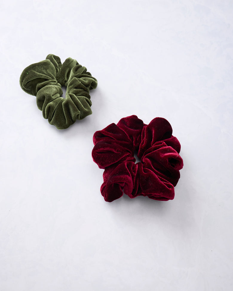 Red - Dark Red Velvet Scrunchie - Stitched By Lexi - Printfresh