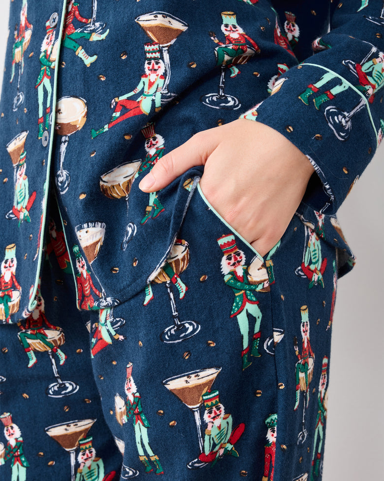 Tipsy Nutcrackers - Midweight Flannel Long PJ Set - Arctic Espresso - Printfresh