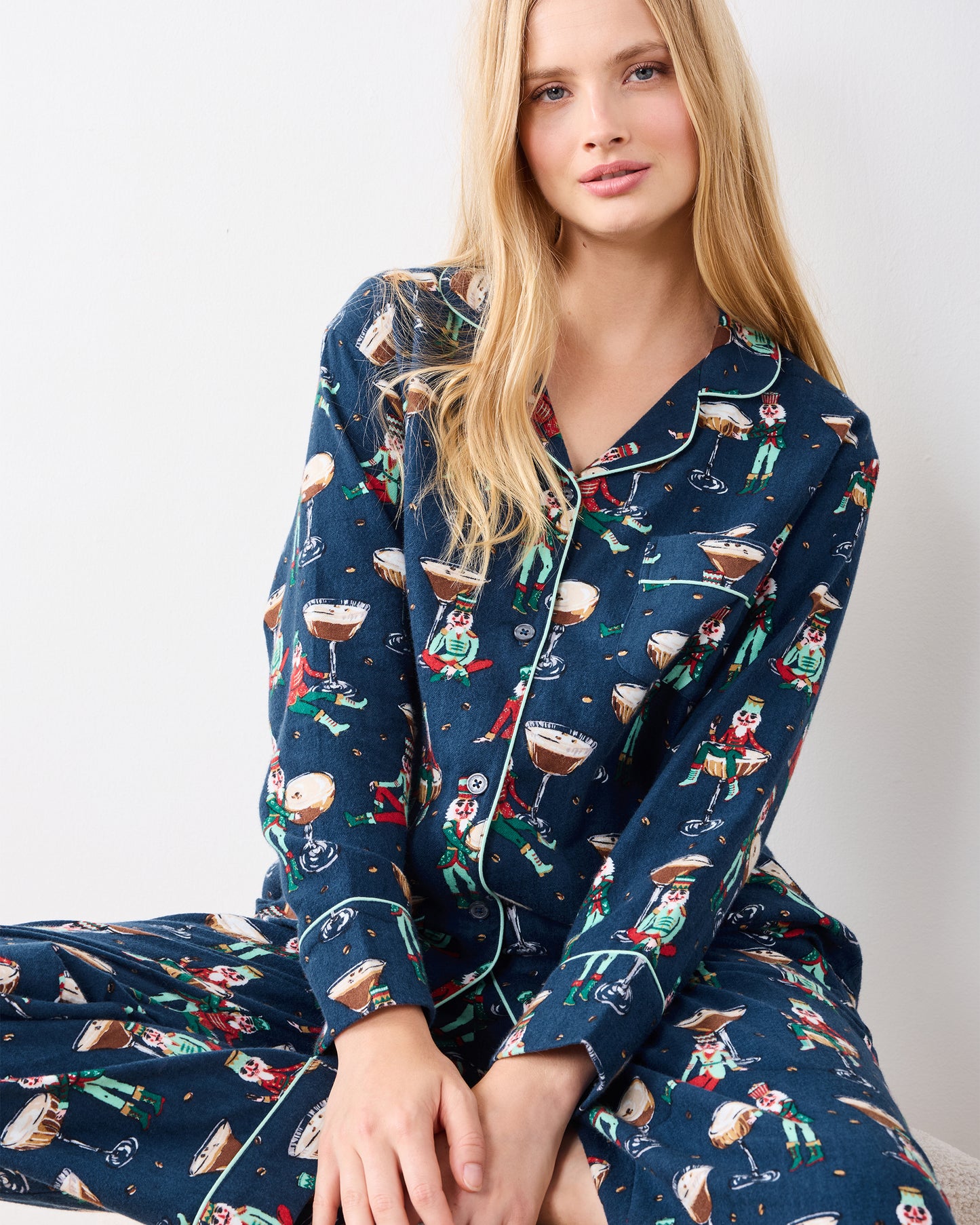 Tipsy Nutcrackers - Tall Midweight Flannel Long PJ Set - Arctic Espresso