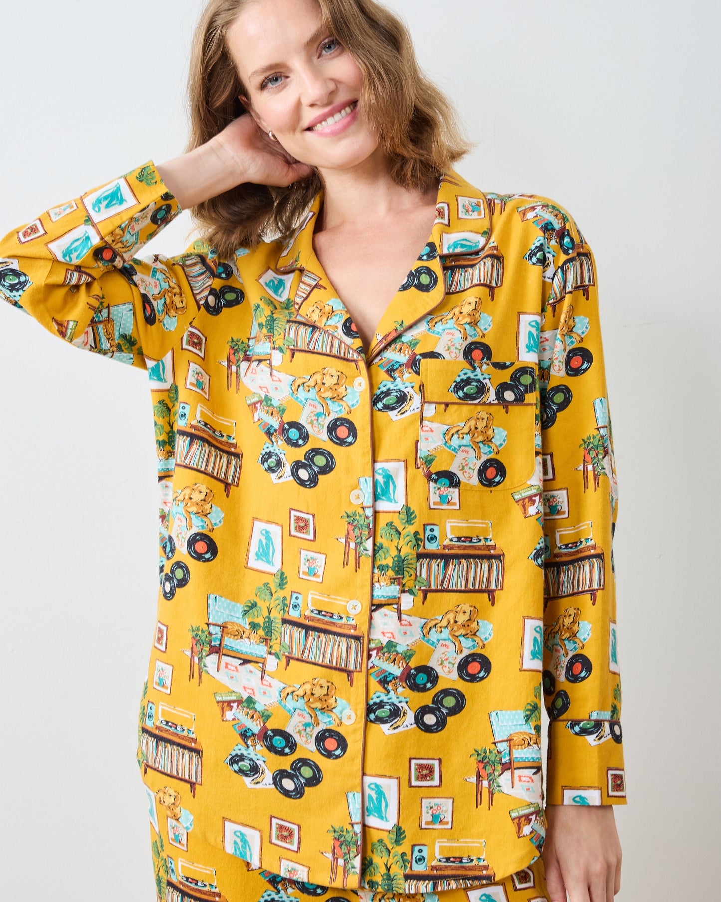 Vinyl Collector - Lightweight Flannel Long PJ Set - Yellow Submarine - Printfresh
