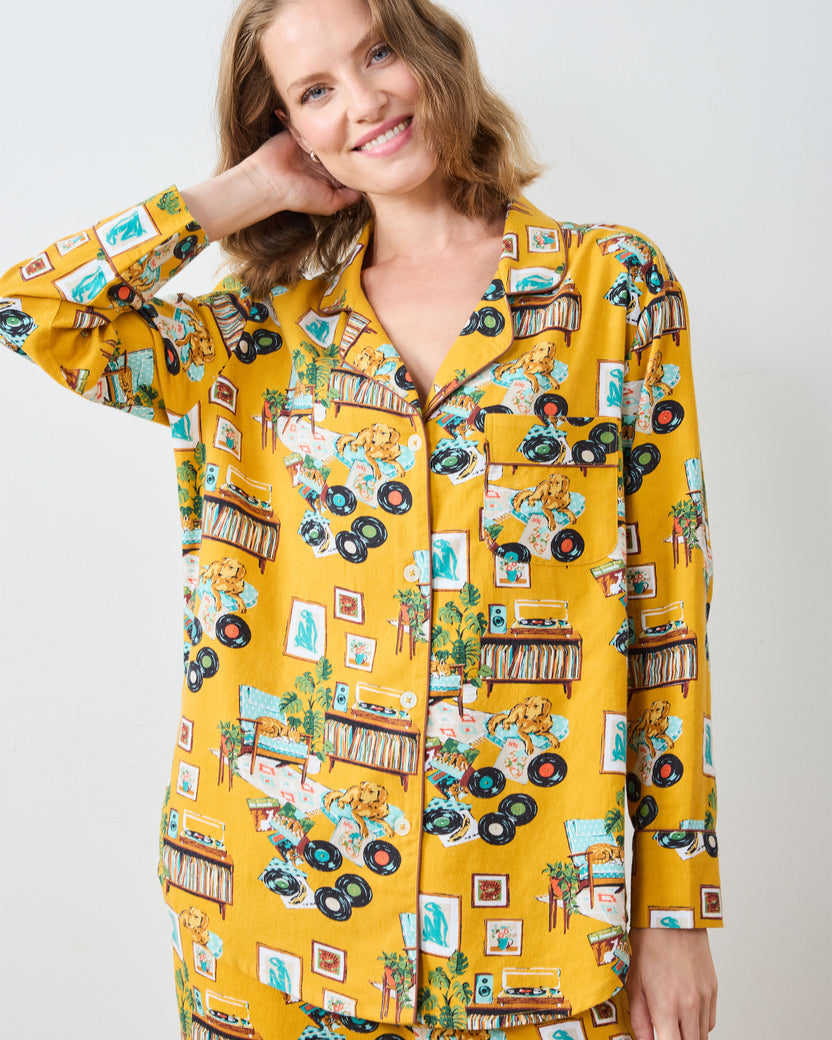 Vinyl Collector - Lightweight Flannel Long PJ Set - Yellow Submarine - Printfresh