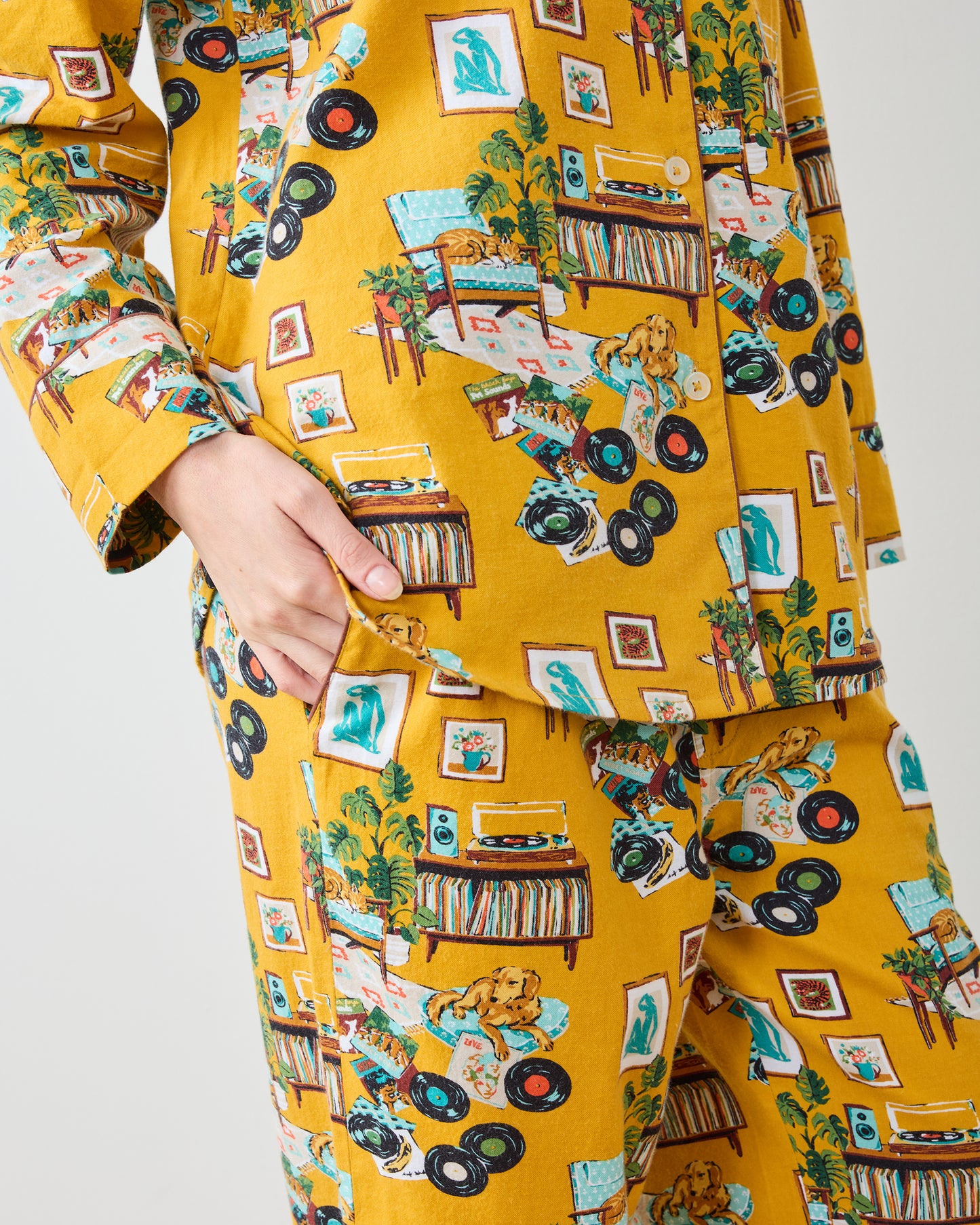 Vinyl Collector - Lightweight Flannel Long PJ Set - Yellow Submarine - Printfresh