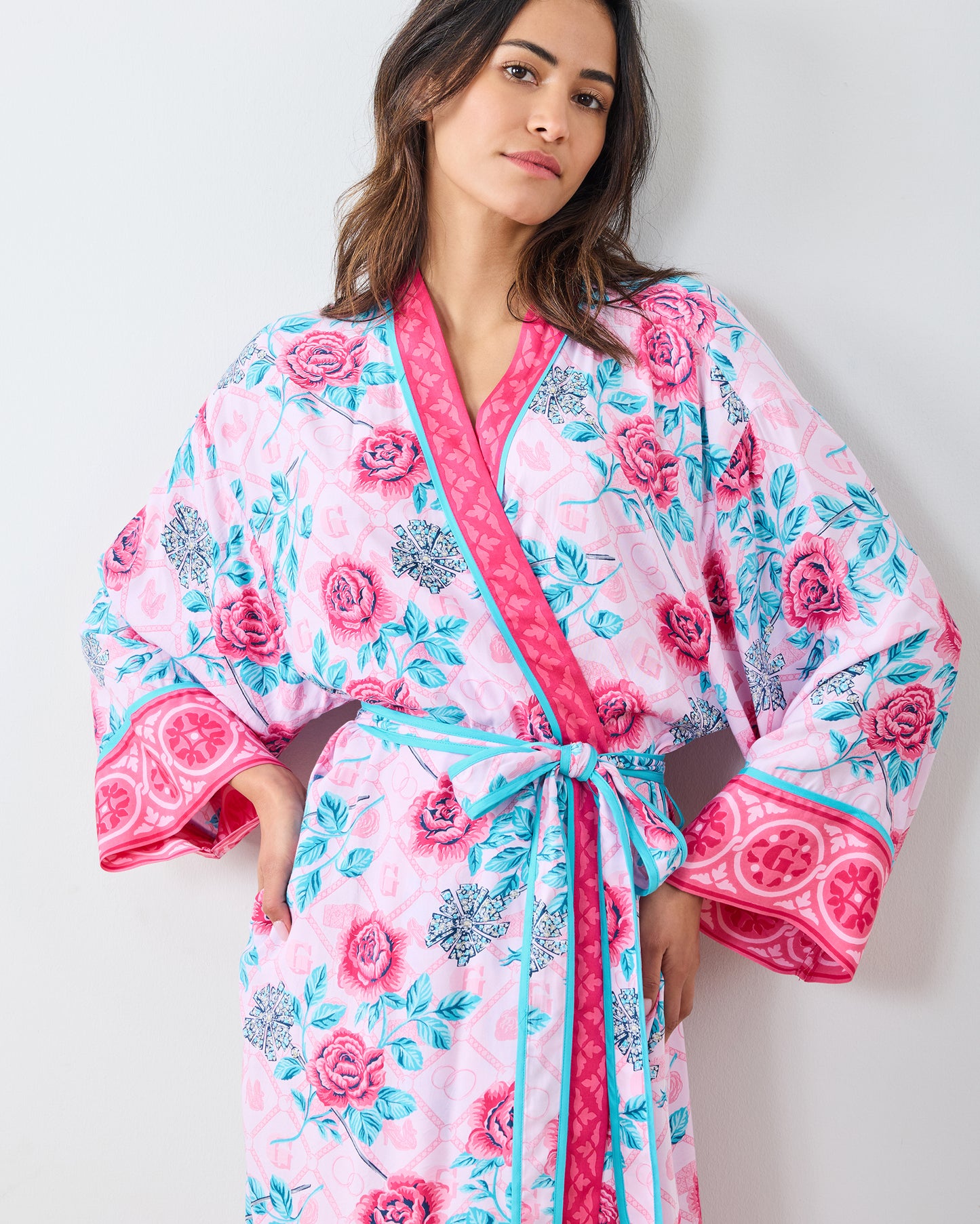 Glinda's Garden - Eco Satin Robe - Popular Pink - Printfresh