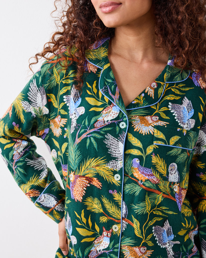 Wise Owls -  Midweight Flannel Long PJ Set - Pine Tree - Printfresh