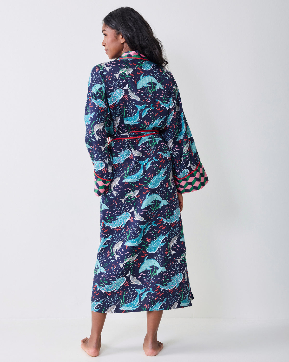 Arctic Sea Life - Eco Satin Robe - Blue Chill