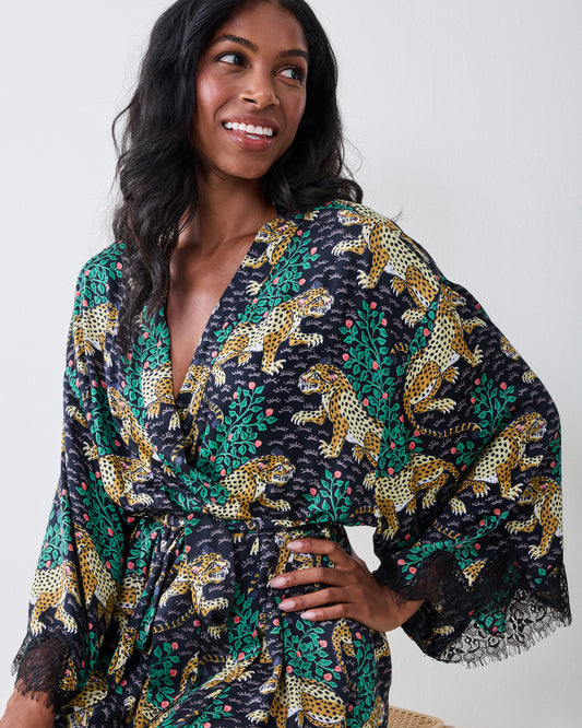Bagheera - Eco Satin Lace Robe - Ink