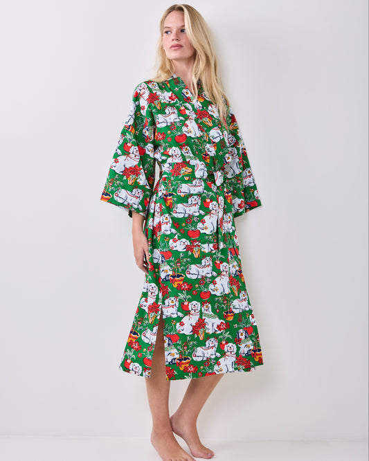 Good Dog Christmas - Long Robe - Evergreen