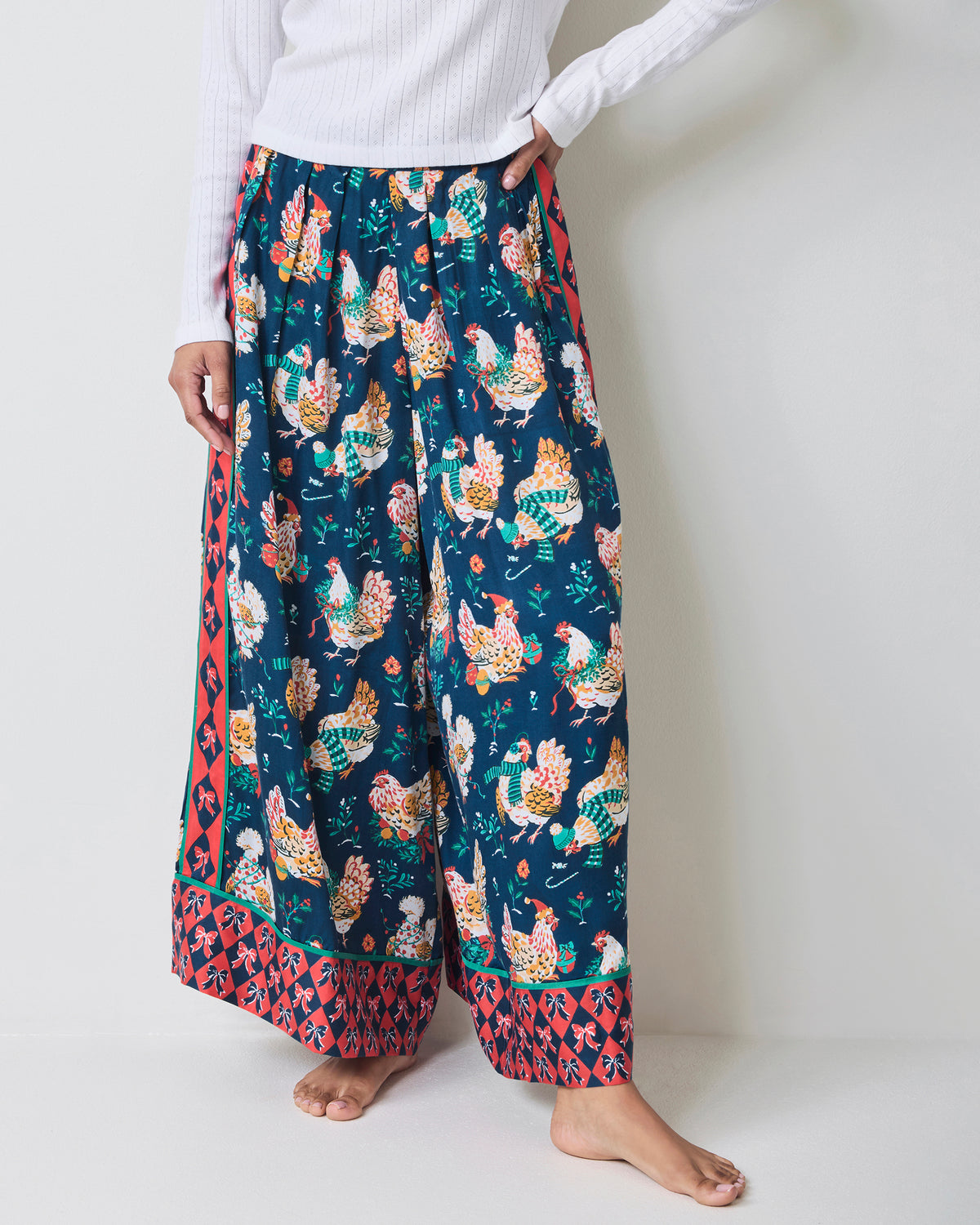 Holiday Hens - Eco Satin Tribeca Pants - Winter Night