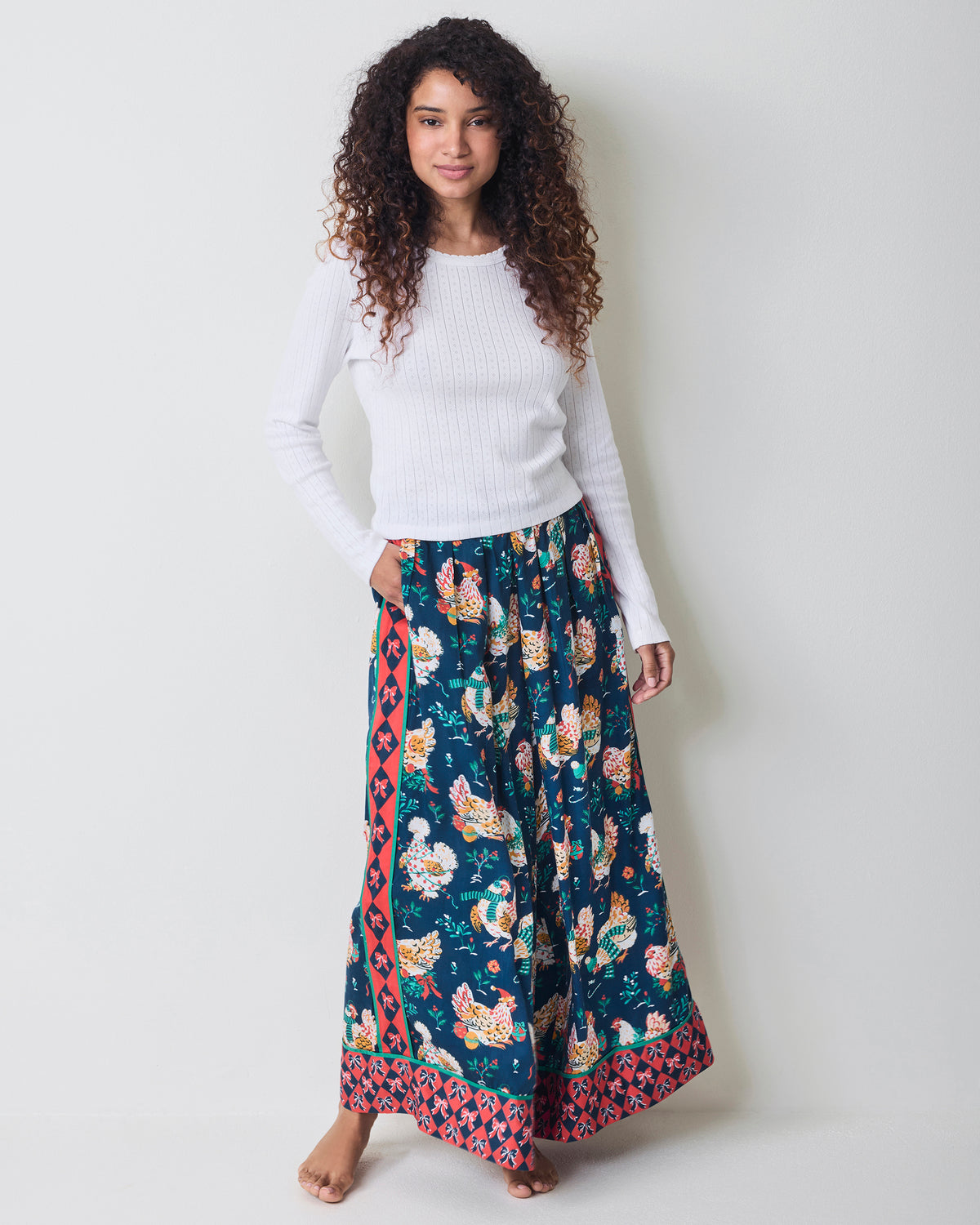 Holiday Hens - Eco Satin Tribeca Pants - Winter Night
