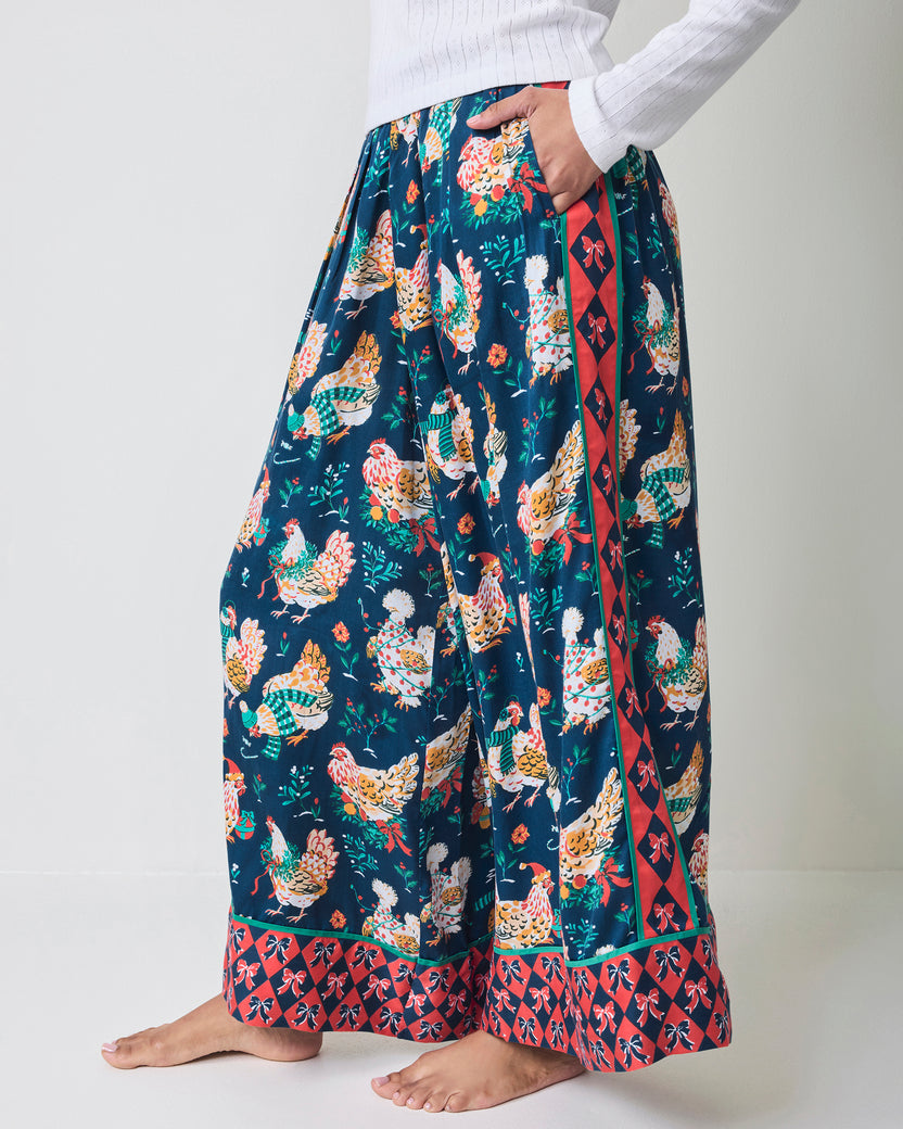 Holiday Hens - Eco Satin Tribeca Pants - Winter Night